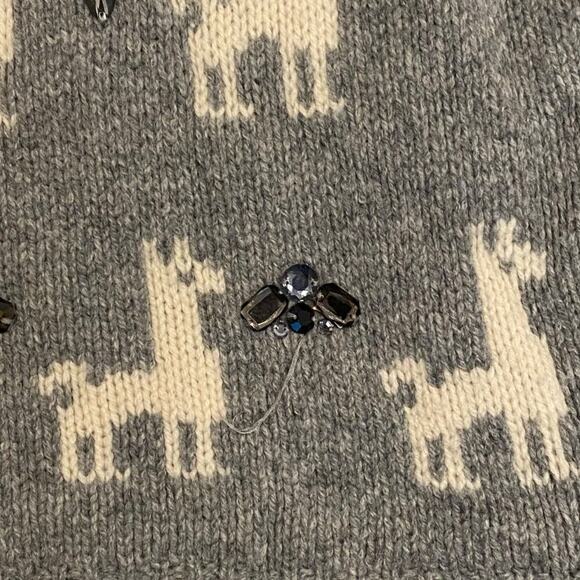 J. Crew Llama Embellished Gray Sweater Size Small - Picture 5 of 5